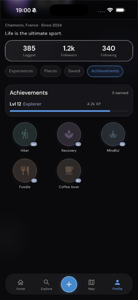 LifeMaxxing profile achievements and badges